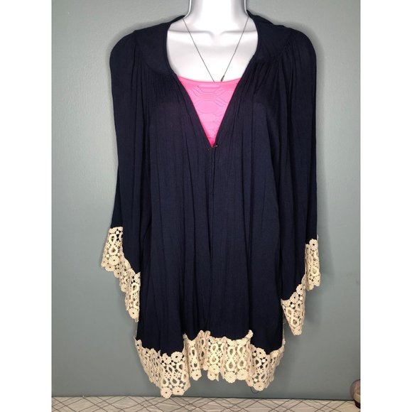 Wet seal blue lace detail cardigan - Picture 2 of 6